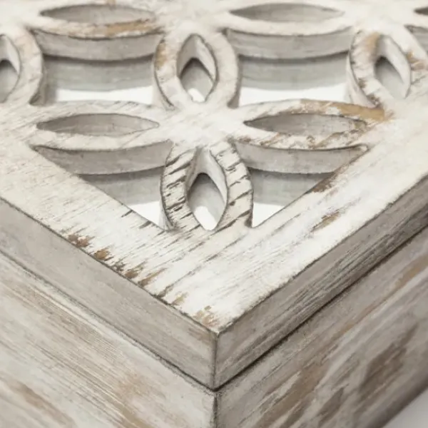 Baskets & Boxes-Kirkland's Home Washed Wood Boxes, Set Of 2 White