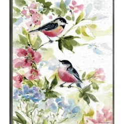 Canvas Art-Kirkland's Home Watercolor Birds I Framed Canvas Art Print Green/Red/White