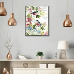 Canvas Art-Kirkland's Home Watercolor Birds I Framed Canvas Art Print Green/Red/White