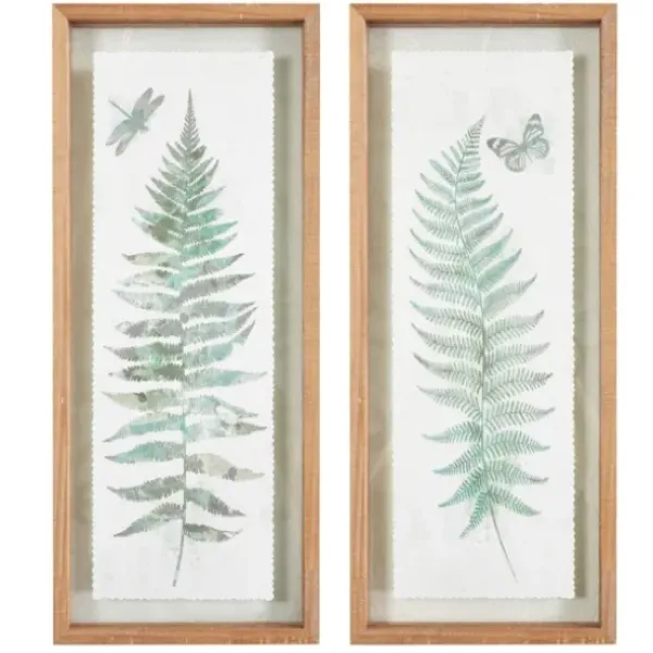 Framed Art-Kirkland's Home Watercolor Ferns 2-Pc. Framed Wall Art Green/White/Brown