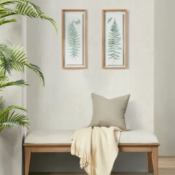 Framed Art-Kirkland's Home Watercolor Ferns 2-Pc. Framed Wall Art Green/White/Brown