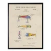 Framed Art-Kirkland's Home Watercolor Fish And Lure Patent Framed Art Print Multi