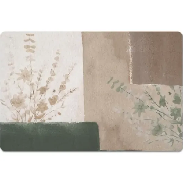 Kitchen & Floor Mats-Kirkland's Home Watercolor Flowers Kitchen Mat White