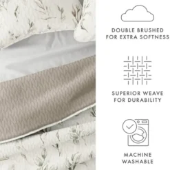 Quilts-Kirkland's Home Watercolor Leaves Reversible 3-Pc. King Quilt Set White/Green/Tan