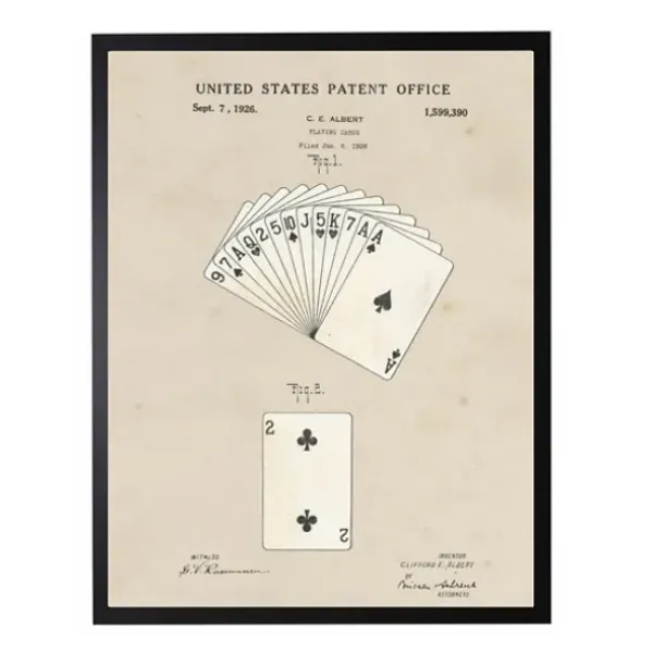 Framed Art-Kirkland's Home Watercolor Playing Cards Framed Art Print Tan