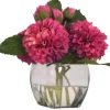 Arrangements & Greenery-Kirkland's Home Watered Magenta Dahlia Bouquet In Glass Vase Pink/Green