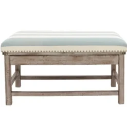 Benches & Ottomans-Kirkland's Home Weathered Blue And White Striped Bench Blue/White