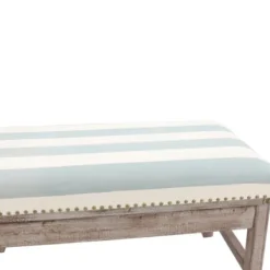 Benches & Ottomans-Kirkland's Home Weathered Blue And White Striped Bench Blue/White