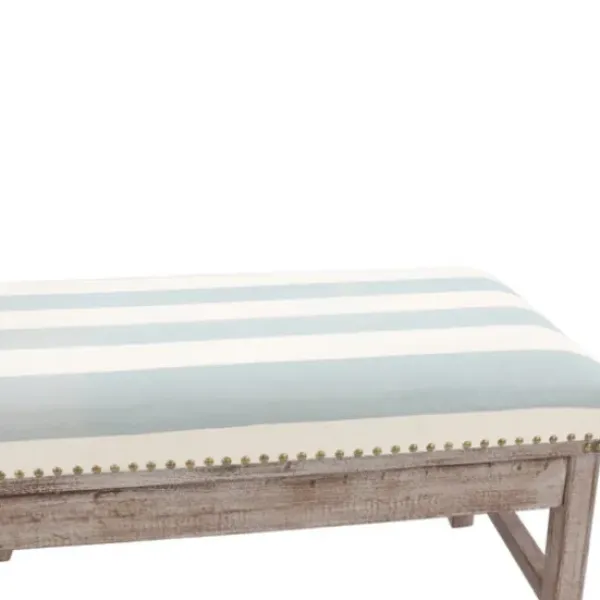 Benches & Ottomans-Kirkland's Home Weathered Blue And White Striped Bench Blue/White