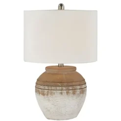 Table Lamps-Kirkland's Home Weathered Clay Ceramic Table Lamp White