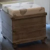 Benches & Ottomans-Kirkland's Home Weathered Square Seashell Storage Ottoman Tan/Blue