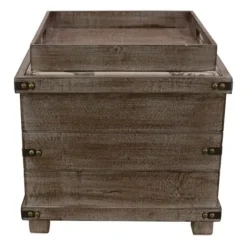 Benches & Ottomans-Kirkland's Home Weathered Square Seashell Storage Ottoman Tan/Blue