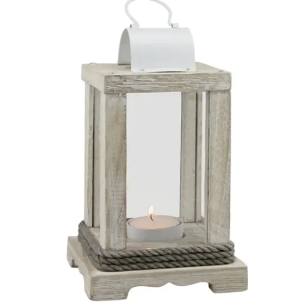 Lanterns-Kirkland's Home Weathered Wood And Metal Lantern White
