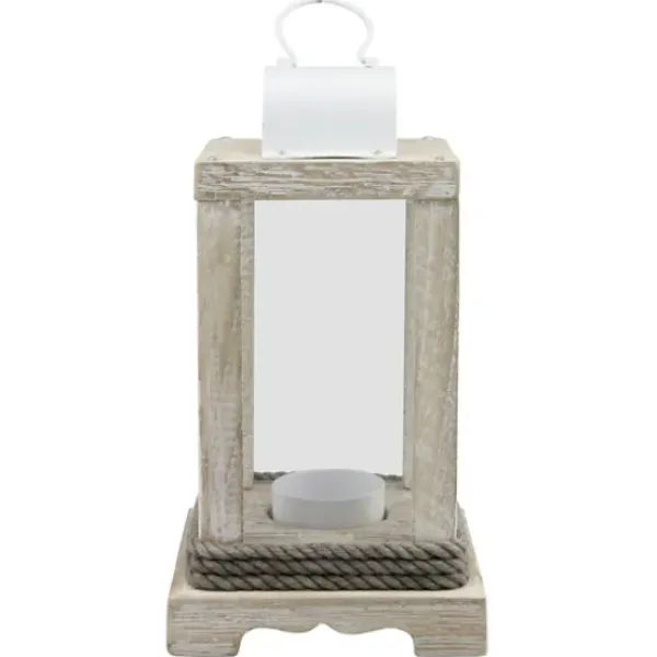 Lanterns-Kirkland's Home Weathered Wood And Metal Lantern White