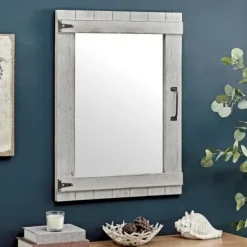 Decorative Mirrors-Kirkland's Home Weathered Wood Door Mirror, 24X32 In. Gray