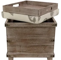 Benches & Ottomans-Kirkland's Home Weathered Wood Seashell Storage Ottoman Brownb/Tan