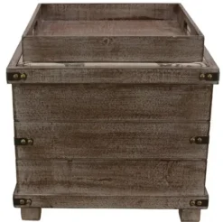 Benches & Ottomans-Kirkland's Home Weathered Wood Seashell Storage Ottoman Brownb/Tan