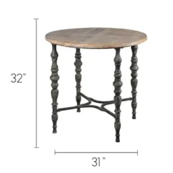 Accent & End Tables-Kirkland's Home Weathered Wood Top Rustic Metal Base Accent Table