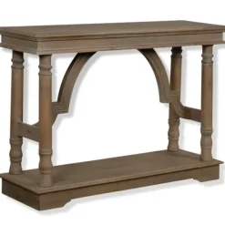 Console Tables-Kirkland's Home Weathered Wooden Trestle Console Table Brown