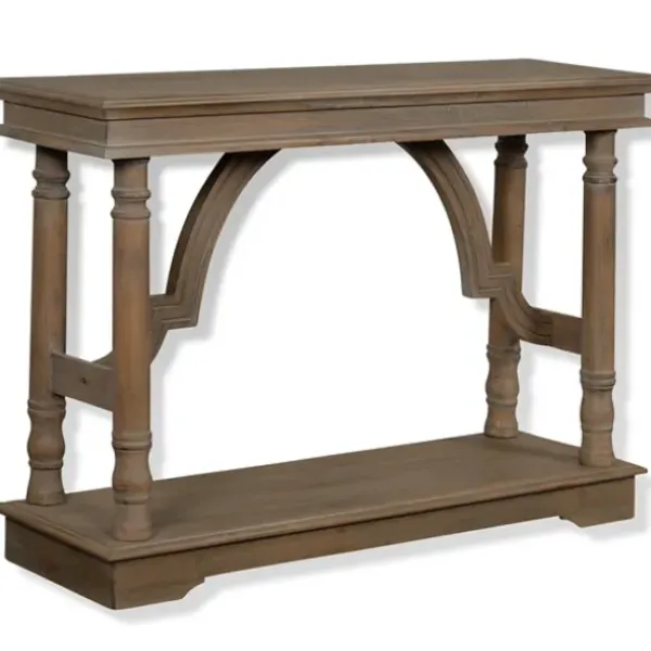 Console Tables-Kirkland's Home Weathered Wooden Trestle Console Table Brown