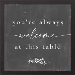 Wall Quotes & Signs-Kirkland's Home Welcome At This Table Black Framed Canvas Print Black/Gray