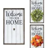 Wall Quotes & Signs-Kirkland's Home Welcome Interchangeable Wreath Wall Plaque White/Black