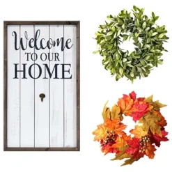 Wall Quotes & Signs-Kirkland's Home Welcome Interchangeable Wreath Wall Plaque White/Black