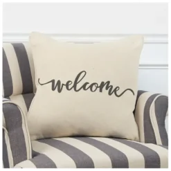 Pillows-Kirkland's Home Welcome Sentiment Accent Pillow Tan/Black