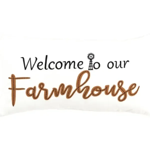 Pillows-Kirkland's Home Welcome To Our Farmhouse Lumbar Pillow White/Black/Brown