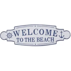 Wall Quotes & Signs-Kirkland's Home Welcome To The Beach Metal Wall Plaque White/Blue