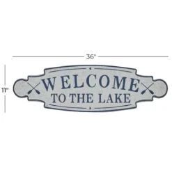 Wall Quotes & Signs-Kirkland's Home Welcome To The Lake Metal Wall Plaque White/Blue