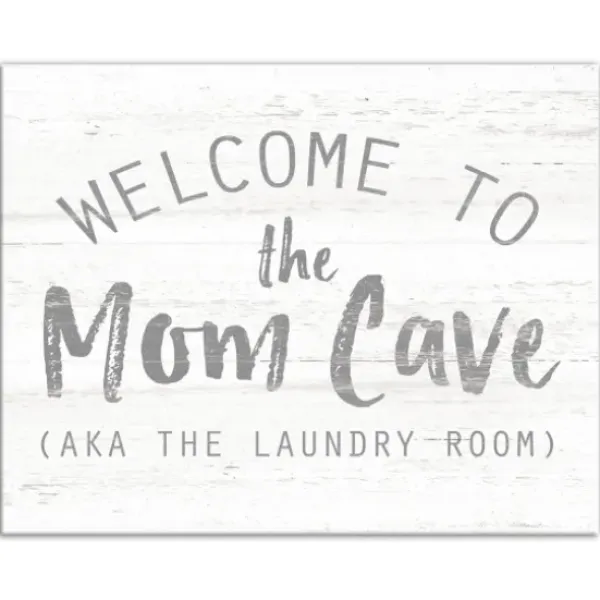 Wall Quotes & Signs-Kirkland's Home Welcome To The Mom Cave Canvas Art Print White/Gray