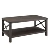 Coffee Tables-Kirkland's Home Wenge Brown X-Frame Coffee Table Gray/Brown/Black