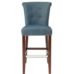 Bar Stools & Counter Height Stools-Kirkland's Home Wesley Tufted Bar Stool With Nailhead Trim Blue