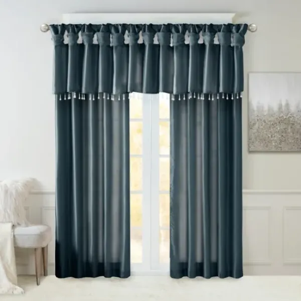 Curtains & Drapes-Kirkland's Home Wheat Reyna Ruffle Curtain Panel Set, 95 In. Tan