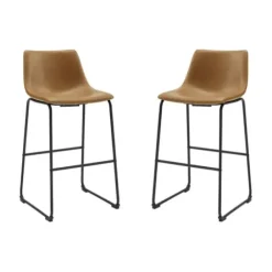 Bar Stools & Counter Height Stools-Kirkland's Home Whiskey Faux Leather Bar Stools, Set Of 2 Brown
