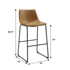 Bar Stools & Counter Height Stools-Kirkland's Home Whiskey Faux Leather Bar Stools, Set Of 2 Brown