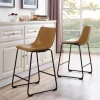 Bar Stools & Counter Height Stools-Kirkland's Home Whiskey Faux Leather Counter Stools, Set Of 2 Brown