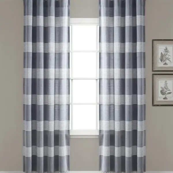 Curtains & Drapes-Kirkland's Home White And Black Embroidered Curtain Panel, 84 In. White/Black