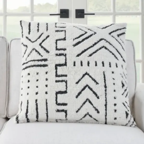Pillows-Kirkland's Home White And Black Tufted Geo Throw Pillow White/Black
