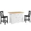 Kitchen Islands & Bar Carts-Kirkland's Home White And Black Wood 3-Pc. Kitchen Island Set