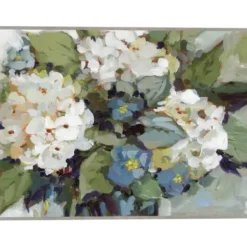 Framed Art-Kirkland's Home White And Blue Hydrangeas Framed Canvas Art Print Green/White/Blue