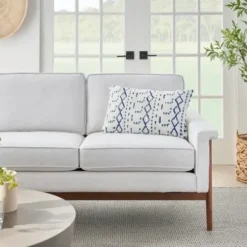 Pillows-Kirkland's Home White And Blue Tufted Geo Lumbar Pillow White/Blue