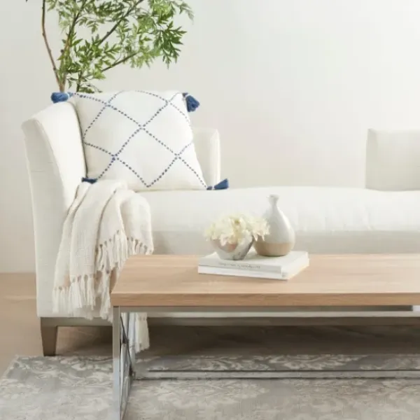 Pillows-Kirkland's Home White And Blue Woven Dots Diamond Pillow Blue/White