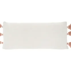 Pillows-Kirkland's Home White And Blush Braided Stripe Lumbar Pillow White/Pink