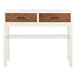 Console Tables-Kirkland's Home White And Brown Herringbone Console Table White/Brown