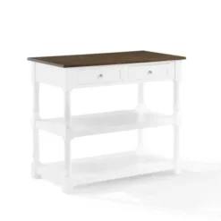 Kitchen Islands & Bar Carts-Kirkland's Home White And Brown Wood Kitchen Island White/Brown