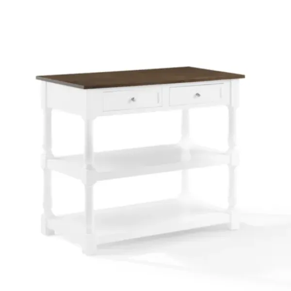 Kitchen Islands & Bar Carts-Kirkland's Home White And Brown Wood Kitchen Island White/Brown