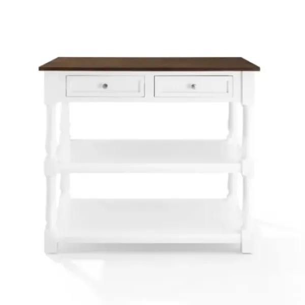 Kitchen Islands & Bar Carts-Kirkland's Home White And Brown Wood Kitchen Island White/Brown