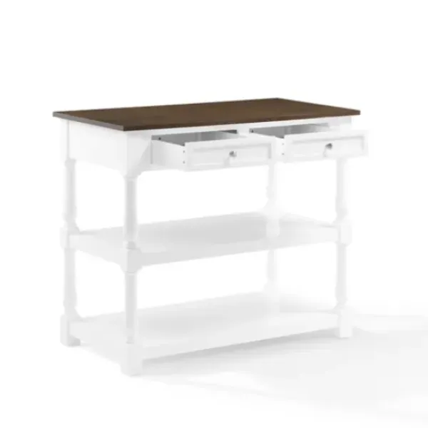 Kitchen Islands & Bar Carts-Kirkland's Home White And Brown Wood Kitchen Island White/Brown
